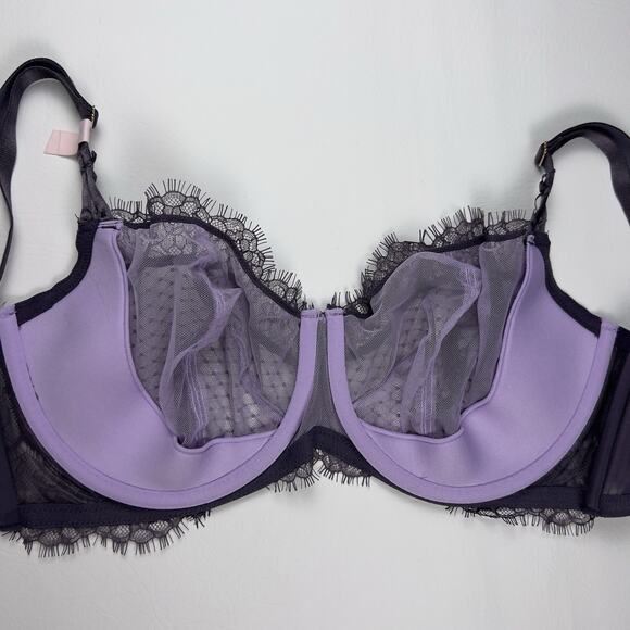 Victoria's Secret Dream Angels Purple Lace Unlined Balconette Bra 38DD NWT - Picture 3 of 7